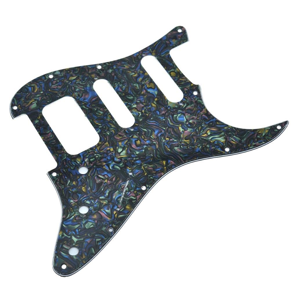 Dopro 11-Hole Strat HSS Guitar Pickguard 3-Screw Humbucking Pickup Mount for American FD Stratocaster Abalone Pearl